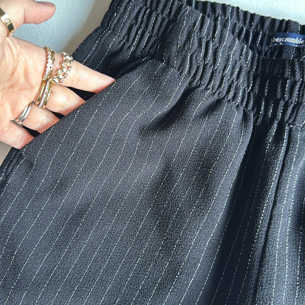 Black Pinstripe Pull-On Trousers - Picture 3 of 3